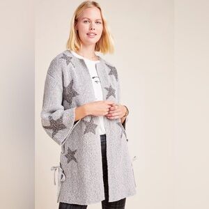 ANTHROPOLOGIE CUPCAKES AND CASHMERE etoile Star Print Cardigan Duster Women S